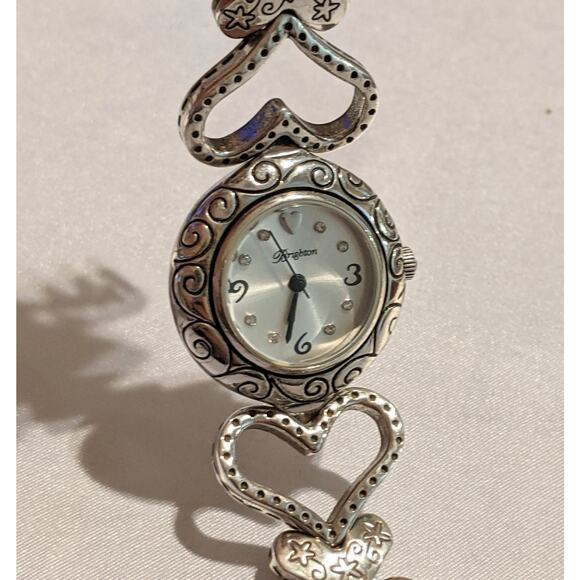 Vintage Brighton Lido Island Silver Plated Heart Link Quartz Watch Toggle Clasp - Picture 11 of 15